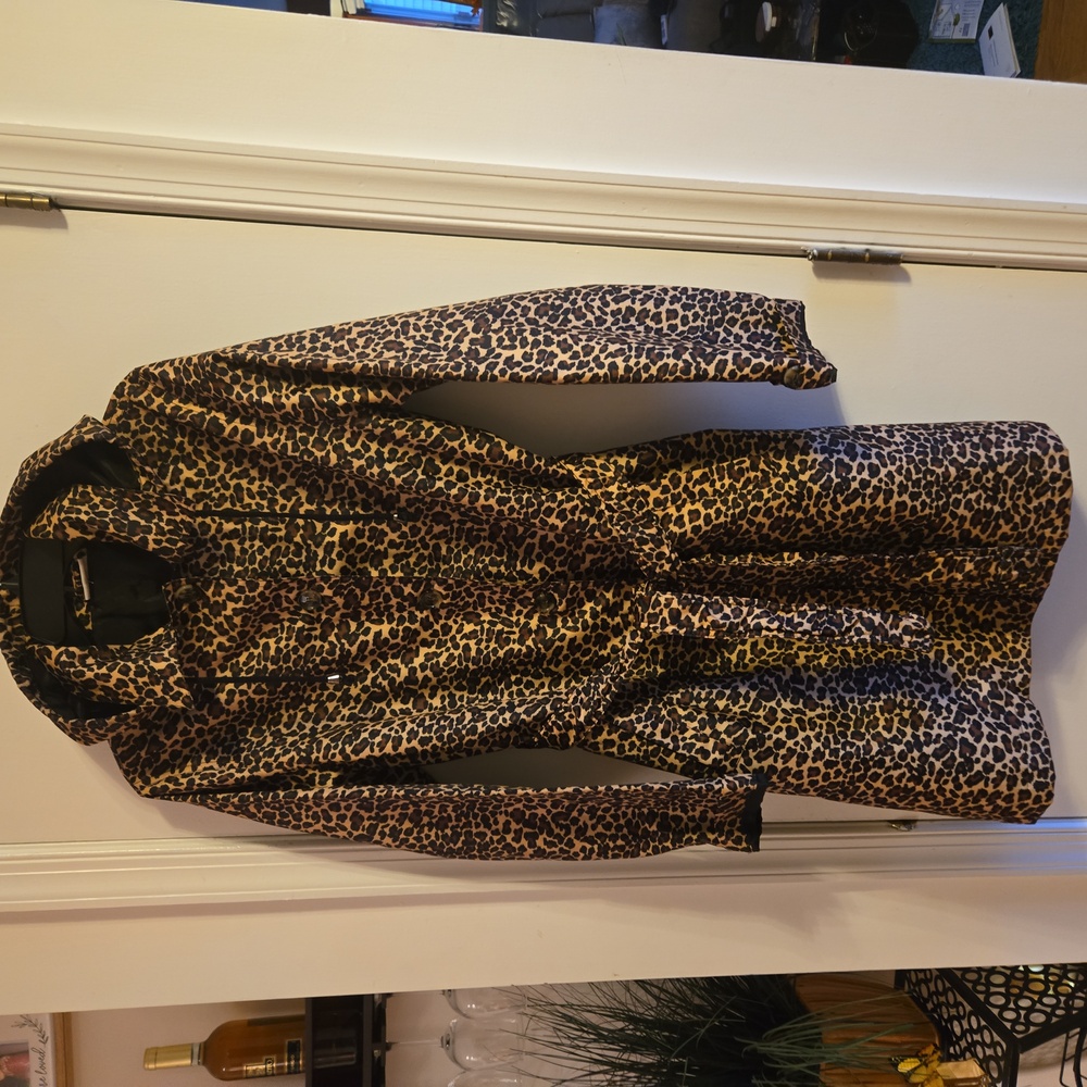 Leopard Belted Trenchcoat with Hood NWOT